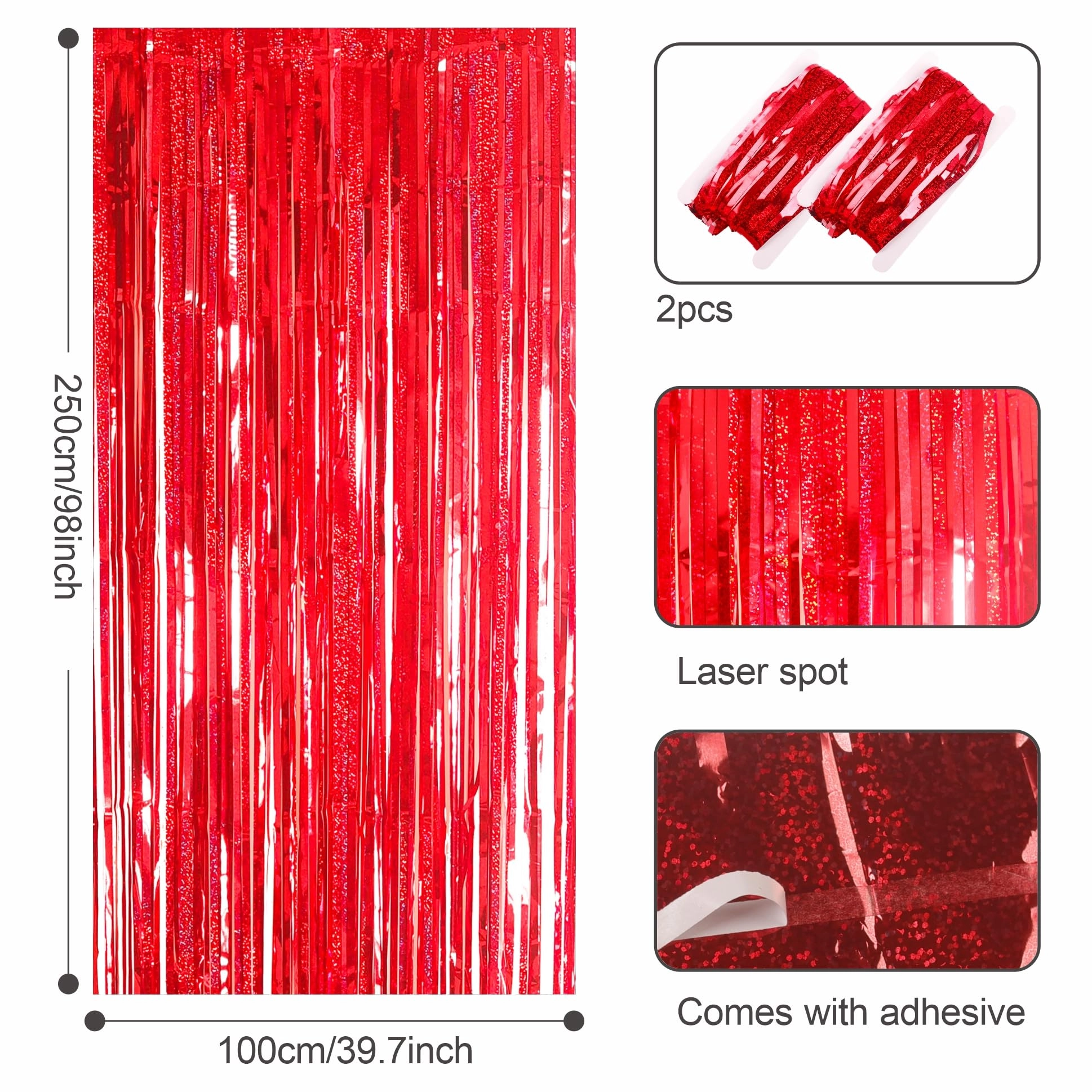 Tinsel Foil Fringe Curtain - 2pcs Birthday Christmas Graduation