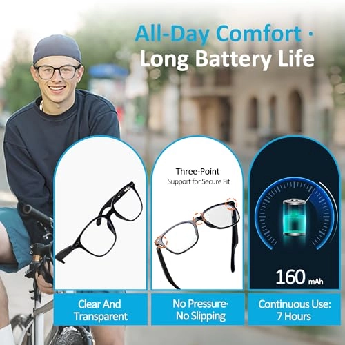 AI Smart Glasses - Bluetooth 5.4 Real-Time Translation Anti-Blue Light Lenses