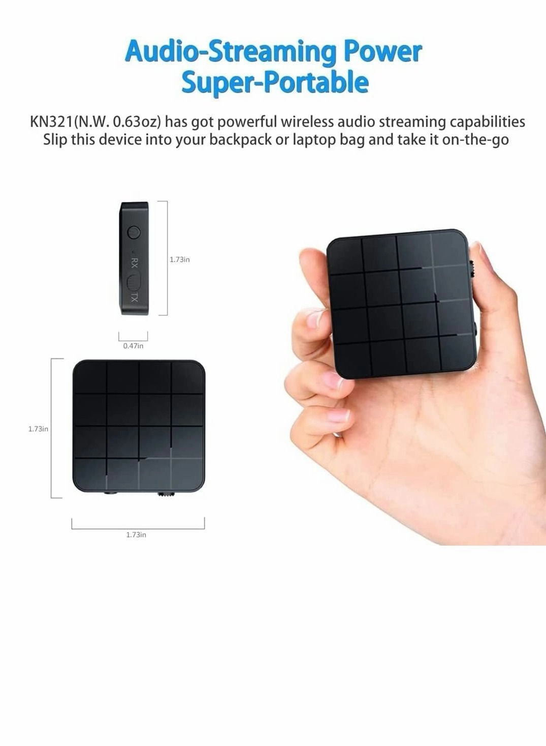 Bluetooth Adapter - 5.0 3.5mm Jack Aux built-in li-ion rechargeable 140mAh battery