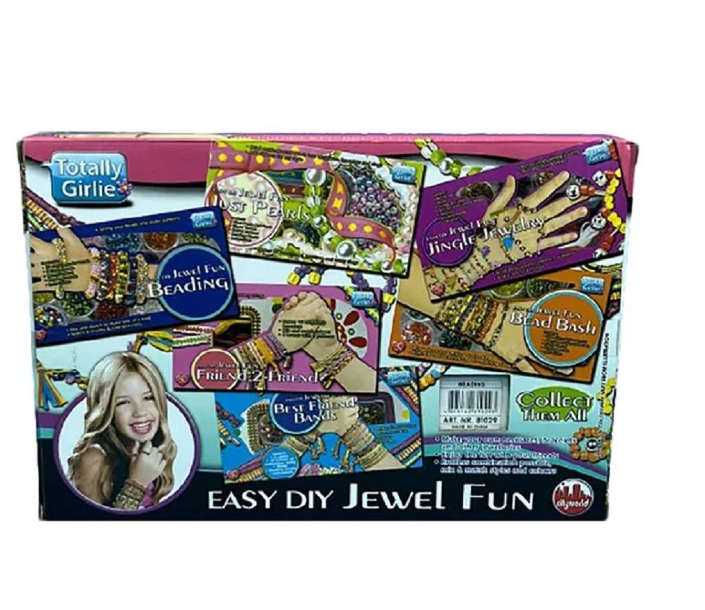 Easy Jewel Fun Beading DIY Crafts Kit - 10 containers 5 elastic bands