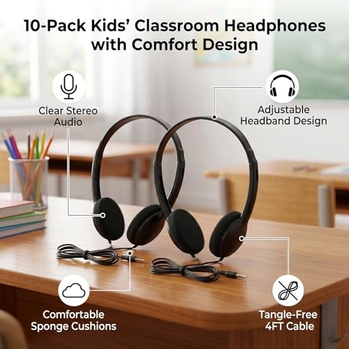 Kids Classroom Headphones Wired Headphone Pack