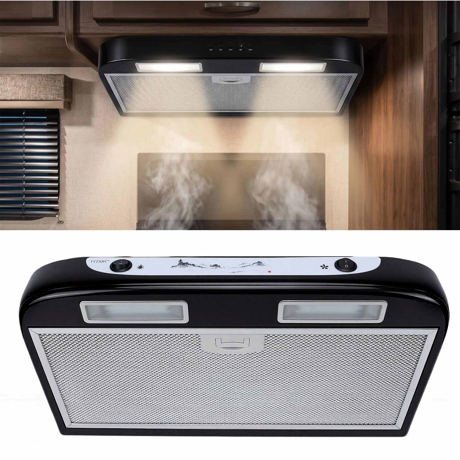 Zhjvihx RV Range Hood - 3 Gears 12V DC