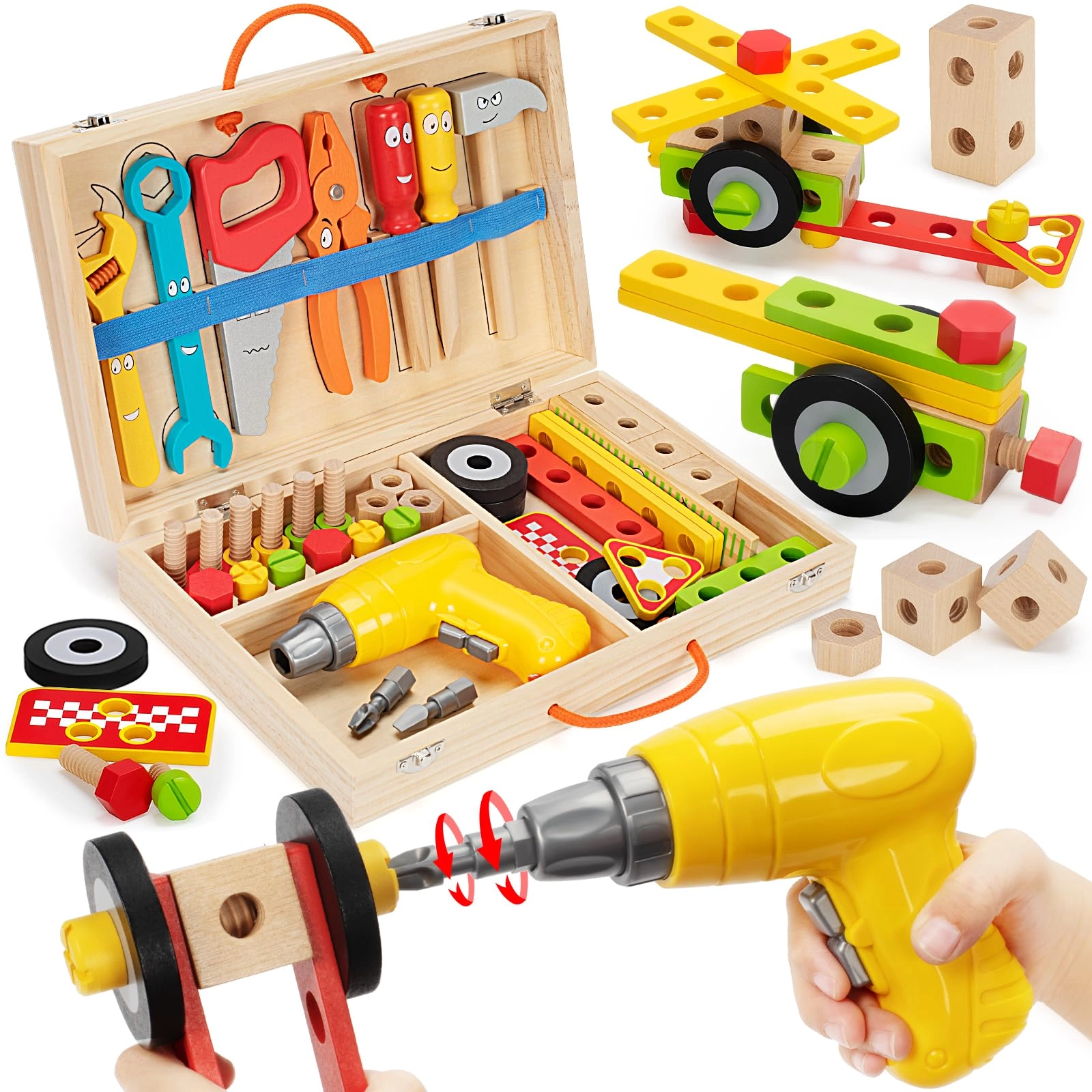 WEMEMORN Kids Tool Set with Electric Drill - Construction
