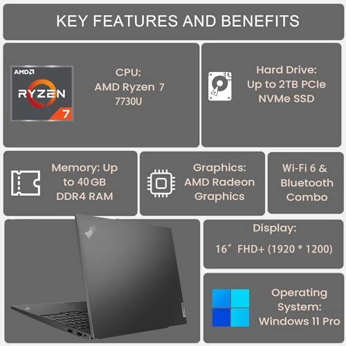 ThinkPad E16 - 16'' Ryzen 7-7730U 40GB DDR4 1TB SSD