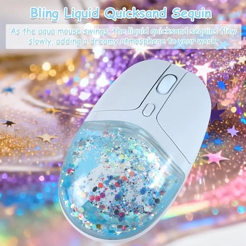 Aqua Mouse with Liquid Quicksand Sequins - Bluetooth USB