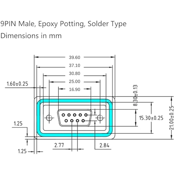 D-SUB EPOXY POTTING PLUG/SOCKET - 2PCS 2 ROW 9PIN/15PIN/25PIN/37PIN