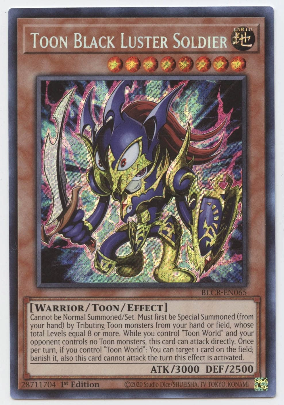 Yu-Gi-Oh! Toon Black Luster Soldier - BLCR-EN065 Secret Rare 1st Edition