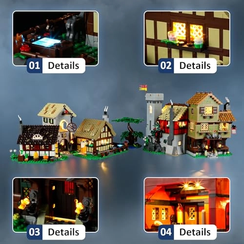 LED Light Kit for LEGO 10332 Medieval Town Square Set - Plastic 1 5v