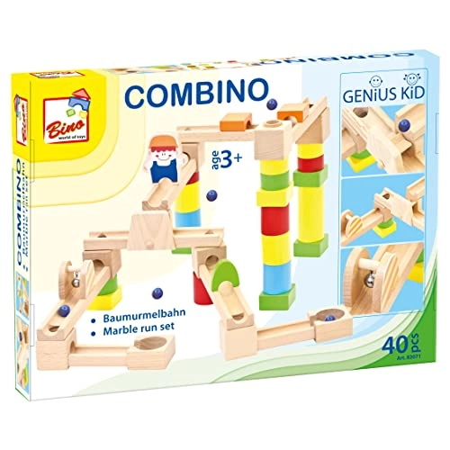 Wooden Contruction Marble Run Set - 3 years and up 40 pcs