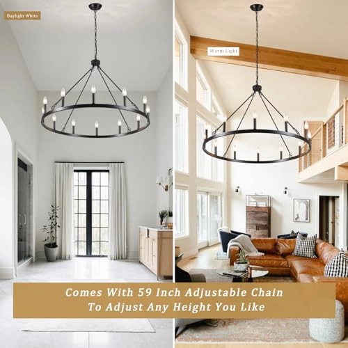 Wagon Wheel Chandelier - 31.49 to 90.55inch