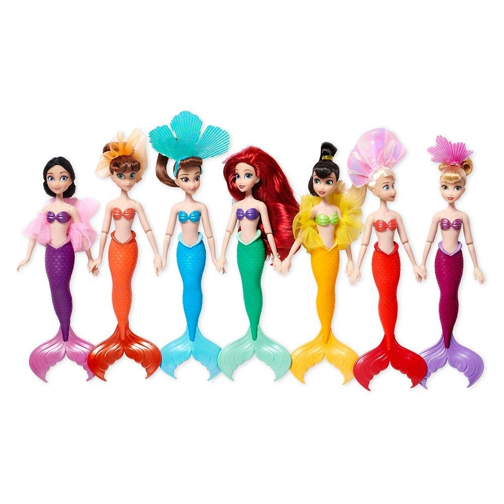 Disney Ariel and Sisters Doll Set - 7-piece Rubber Fabric Ages 3+