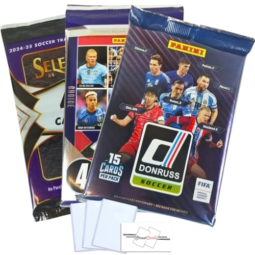 2024-25 Panini Donruss/Prizm/Select Soccer Blaster Trading Cards - 23 Cards + Toploaders - 3 Toploaders + Magnet
