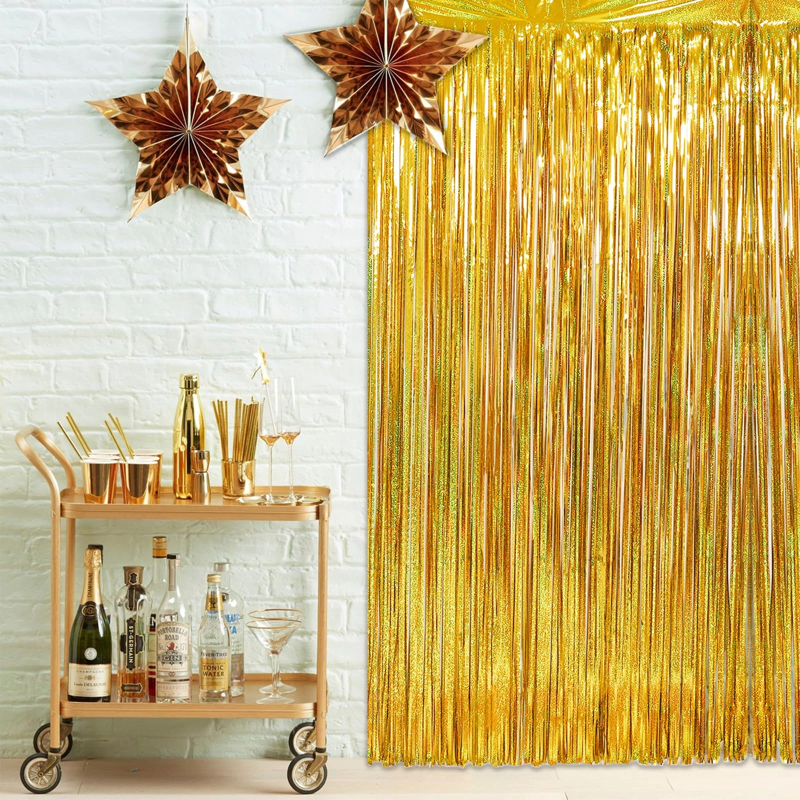 Gold Foil Curtain Backdrop - 2 sets birthday