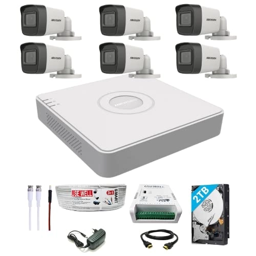 8 Channel DVR + 5 MP 6 Bullet Cameras + 2 TB HDD + (3+1) Cable roll + 8 CH Power Supply + USEWELL BNC & DC Full Combo Kit