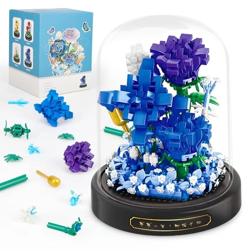 QLT QIAOLETONG Flower Bouquet Building Set - Blue Rose 630 pcs