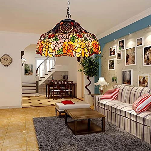 Tiffany Round Chandelier - E27 Colored Peach 30*19cm