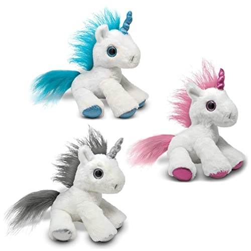 MZA STORES Unicorn Plush - 3Pack 3 Colors Pink Silver Blue