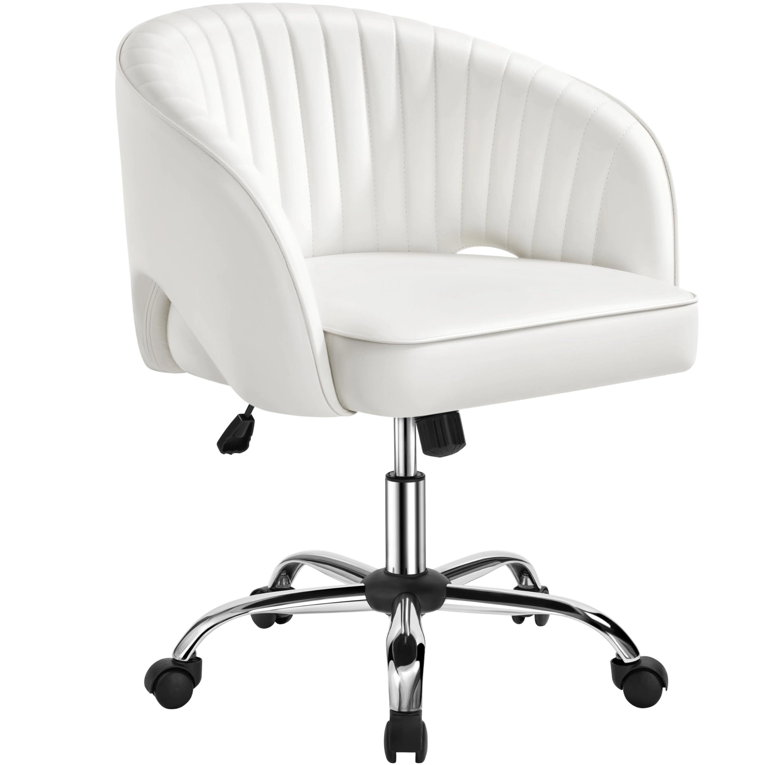 Yaheetech Office Chair - Cream Faux Leather Adjustable Height