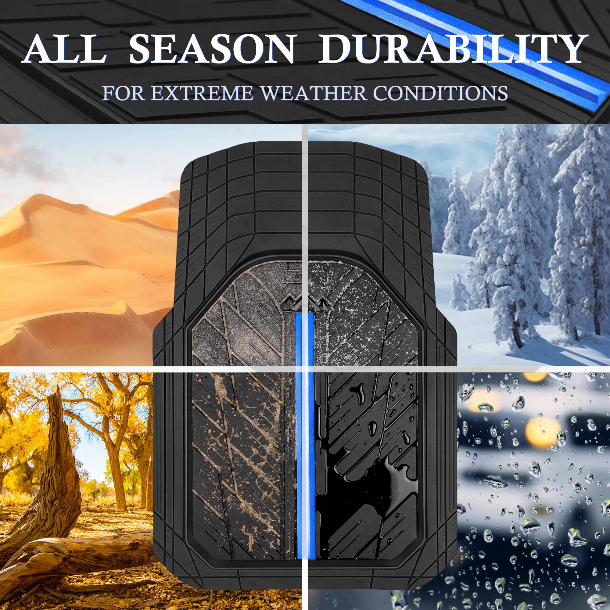 Rubber Floor Mats - All Weather Trim-to-Fit 3-Piece