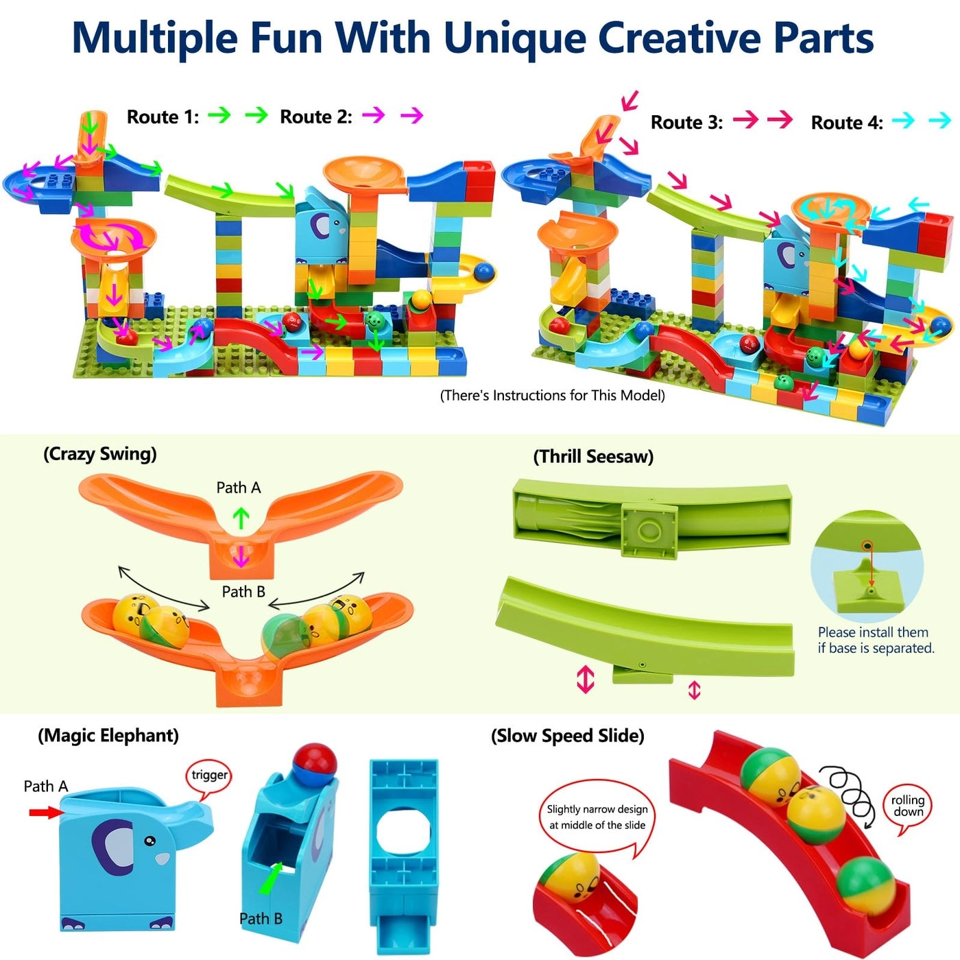 Marble Run Building Blocks - Compatible Large Maze Track