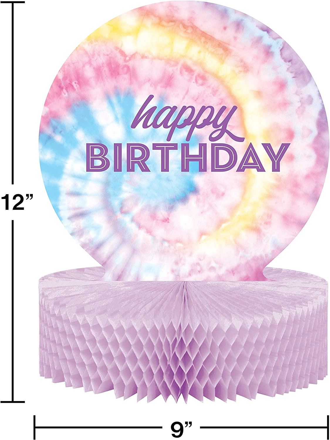 Tie Dye Party Honeycomb Centerpiece - 12-Inch Multicolor