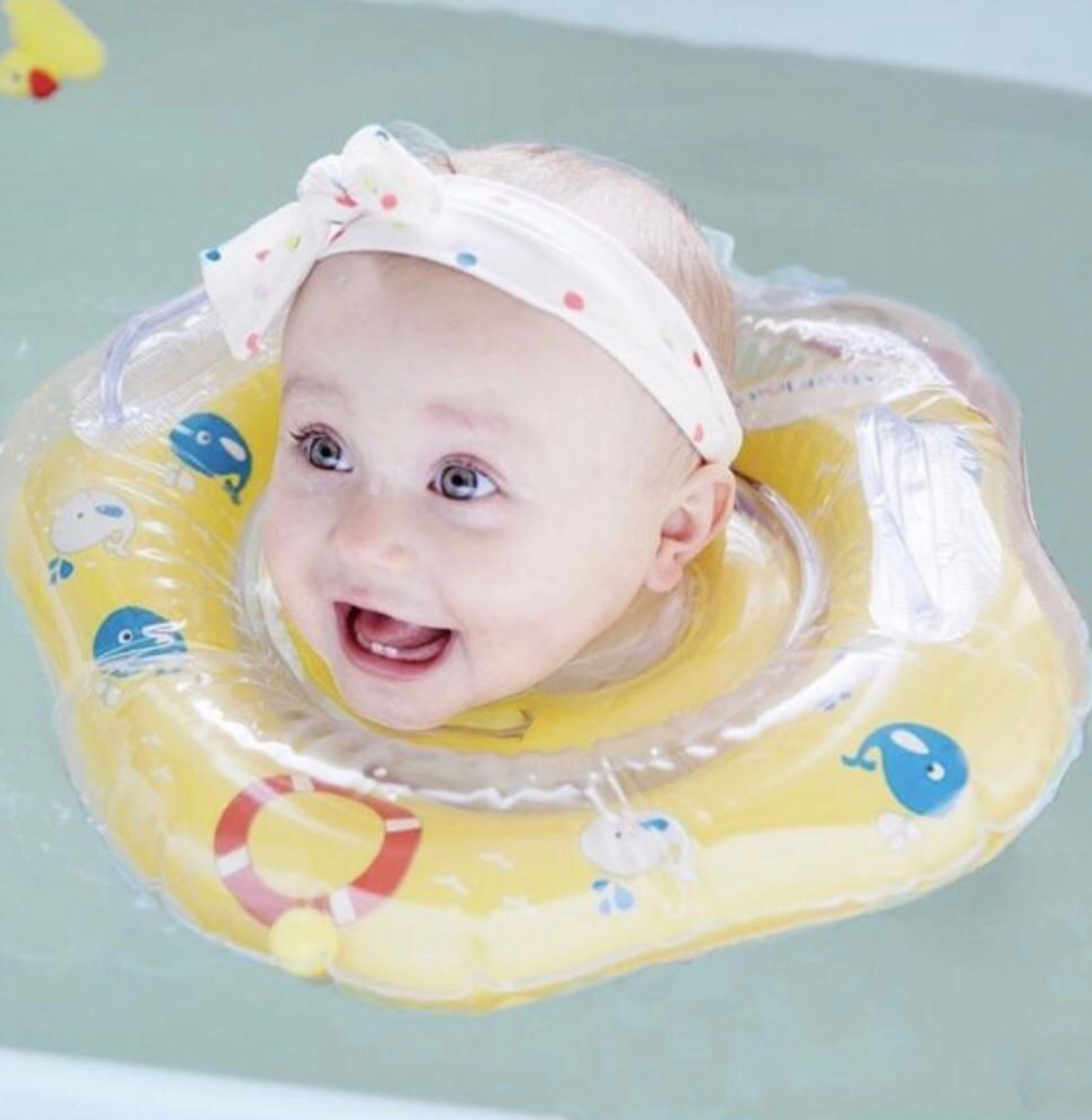 Iswimsafe Infant Neck Floater - Yellow with Inflator