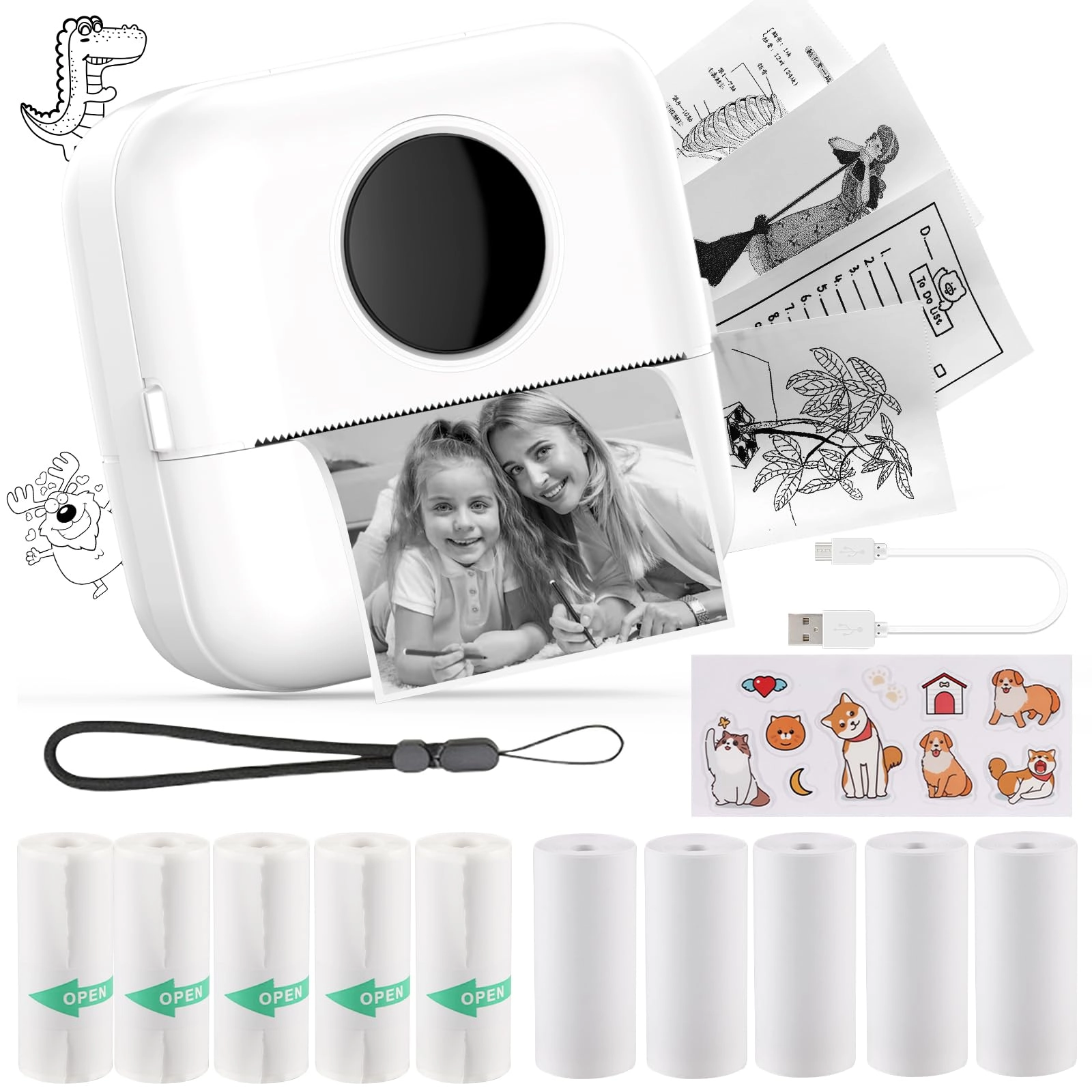 HuiJuKeJi EU Mini Printer X5 - 1200mAh 10 Rolls