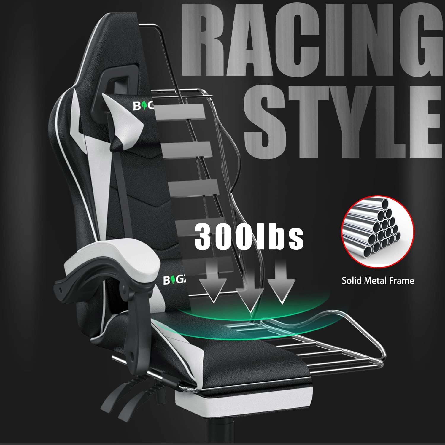 A gaming chair - Adjustable Height Reclining Feature