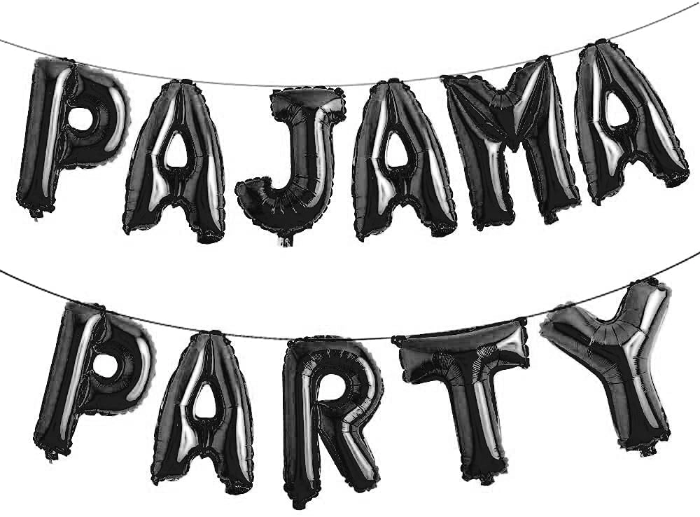 Party Time Trading LLC Pajama Party Letter Banner Foil Balloons - 11-Pieces Pajama Party