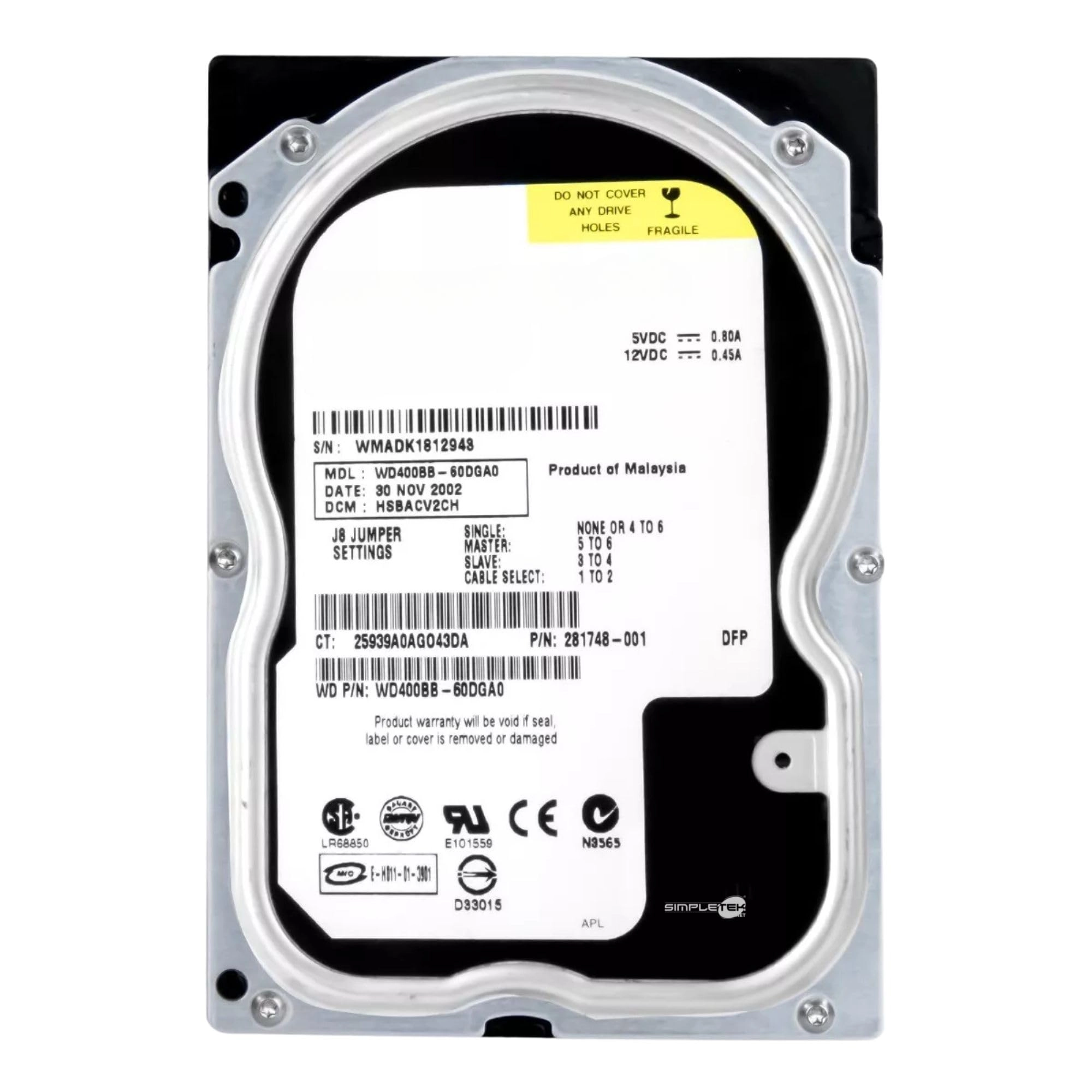 (Refurbished) Hard Disk Interno 3.5" 5400rpm 2MB Ultra ATA (7708-SIMPLETEK) - 40GB