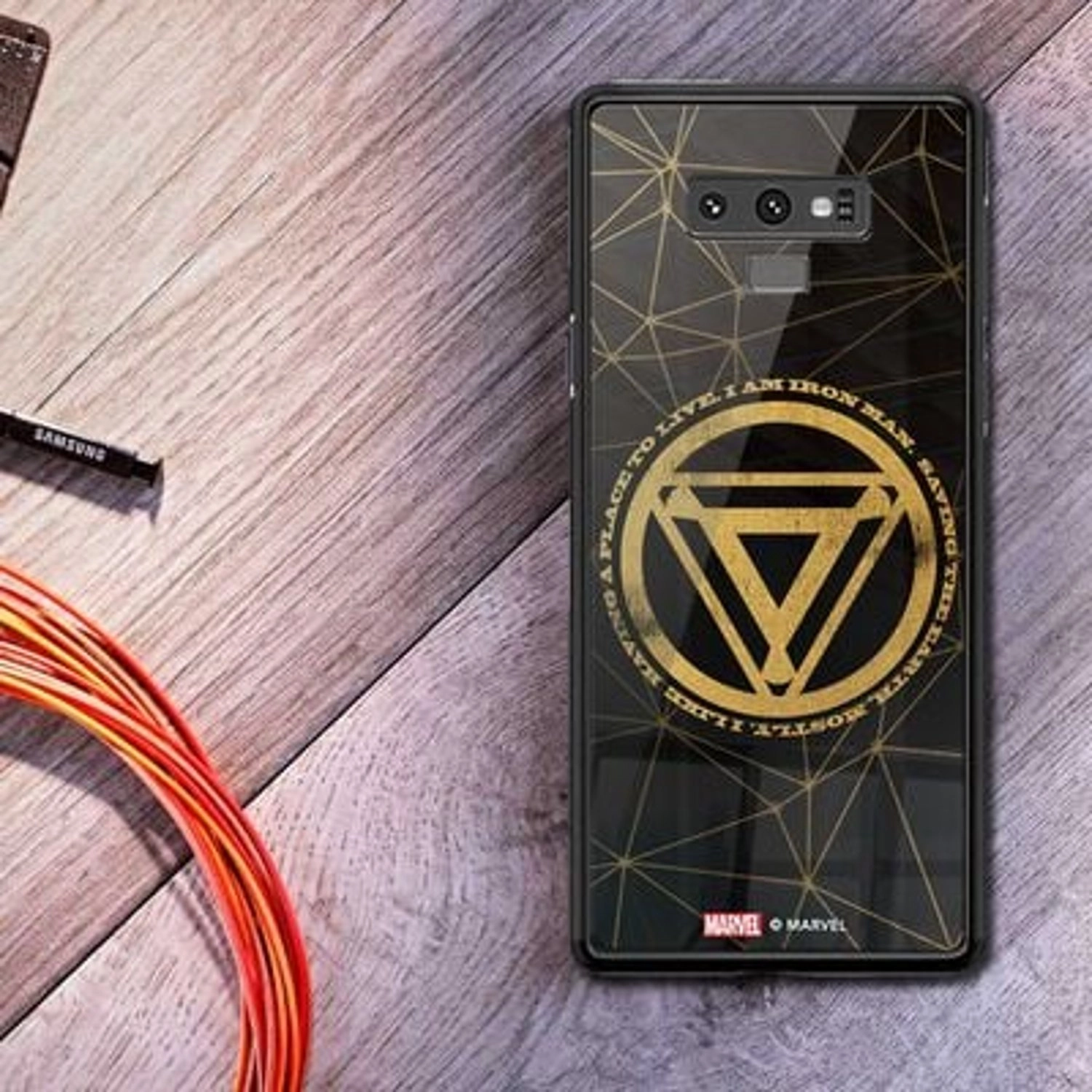 Ironman Gold Collection Back Case for Galaxy Note 9 - TPU Bumper Case + Tempered Glass Back