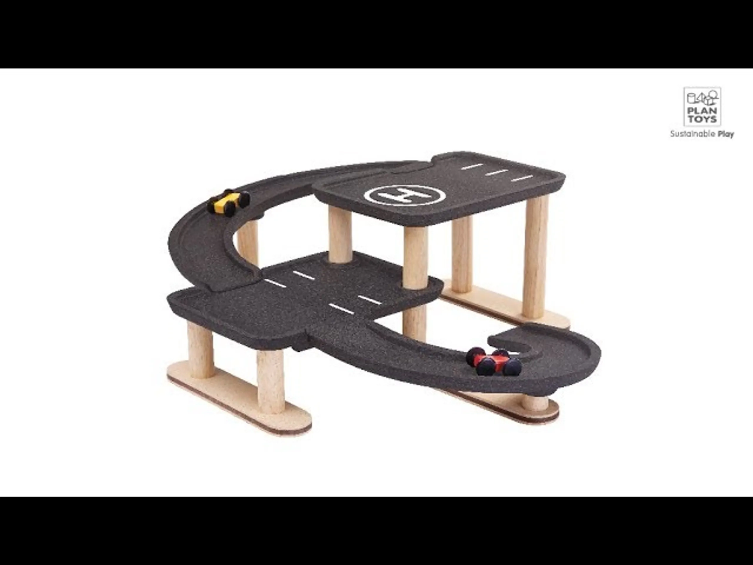 Race 'N Play Parking Garage - Wooden Includes Two Cars