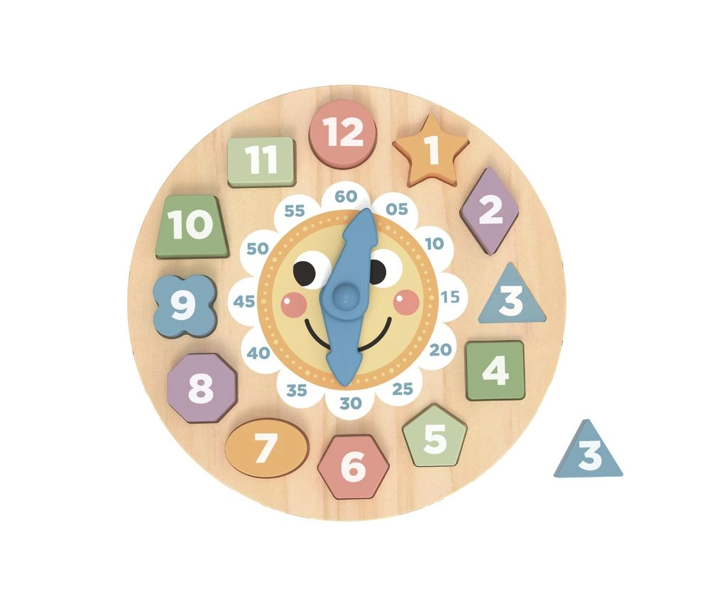 Clock Puzzle And Shape Sorter - Suitable for 3 years & above 13 pieces