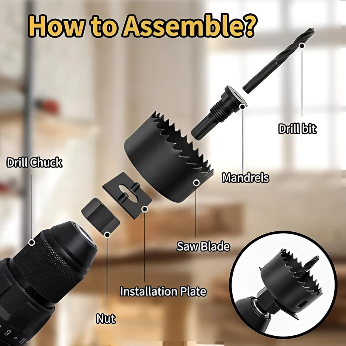 11 pcs Wood hole saw set - 1964mm Wood