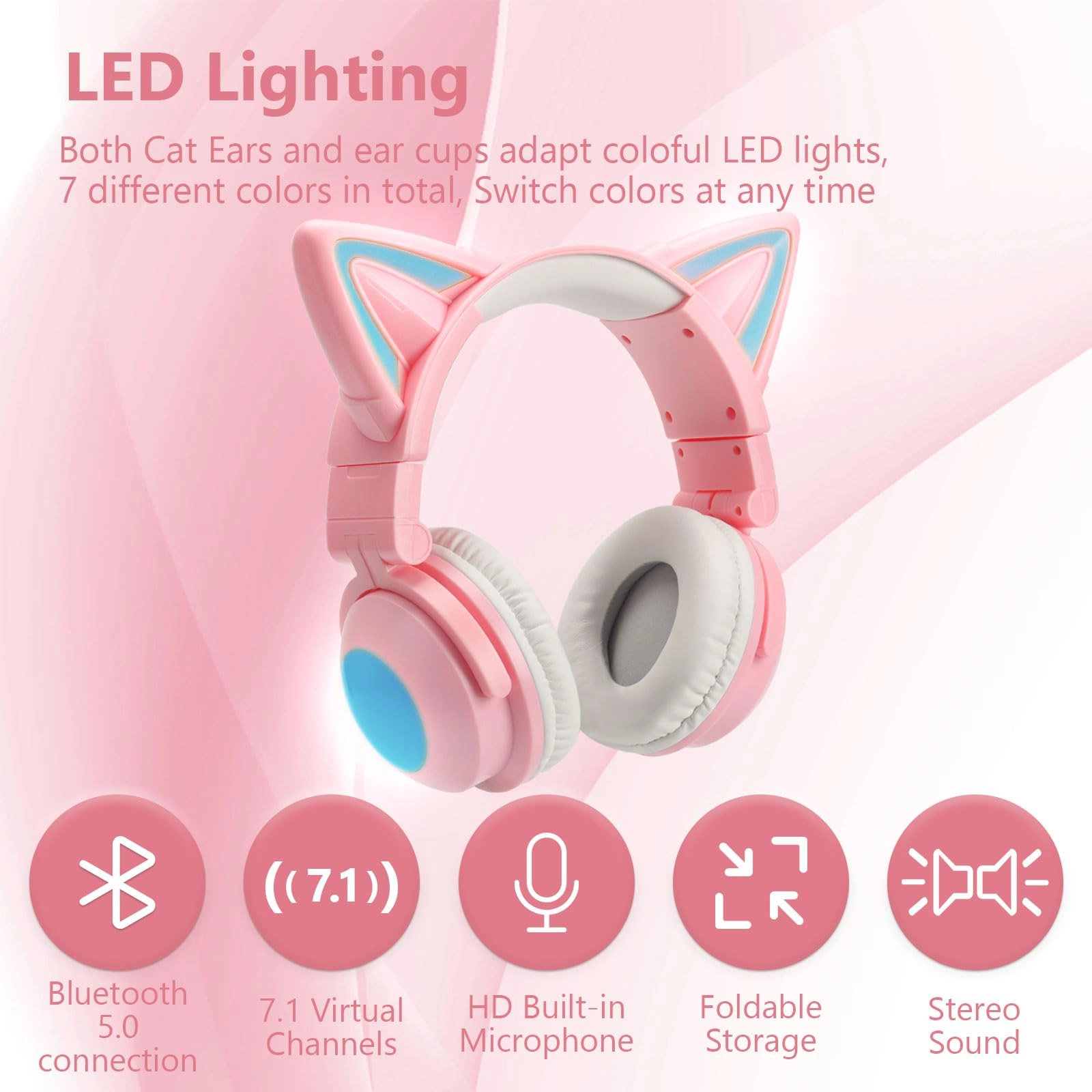 Cat Ear Bluetooth Headphones Wireless Headphone
