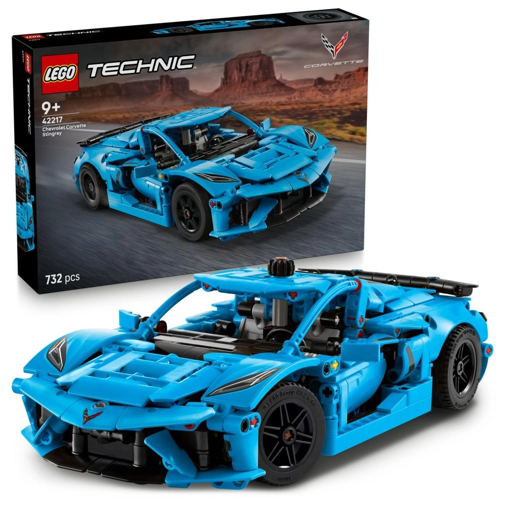 LEGO Technic Chevrolet Corvette Stingray (42217) - Blue Race Car Moving 8-Cylinder Engine