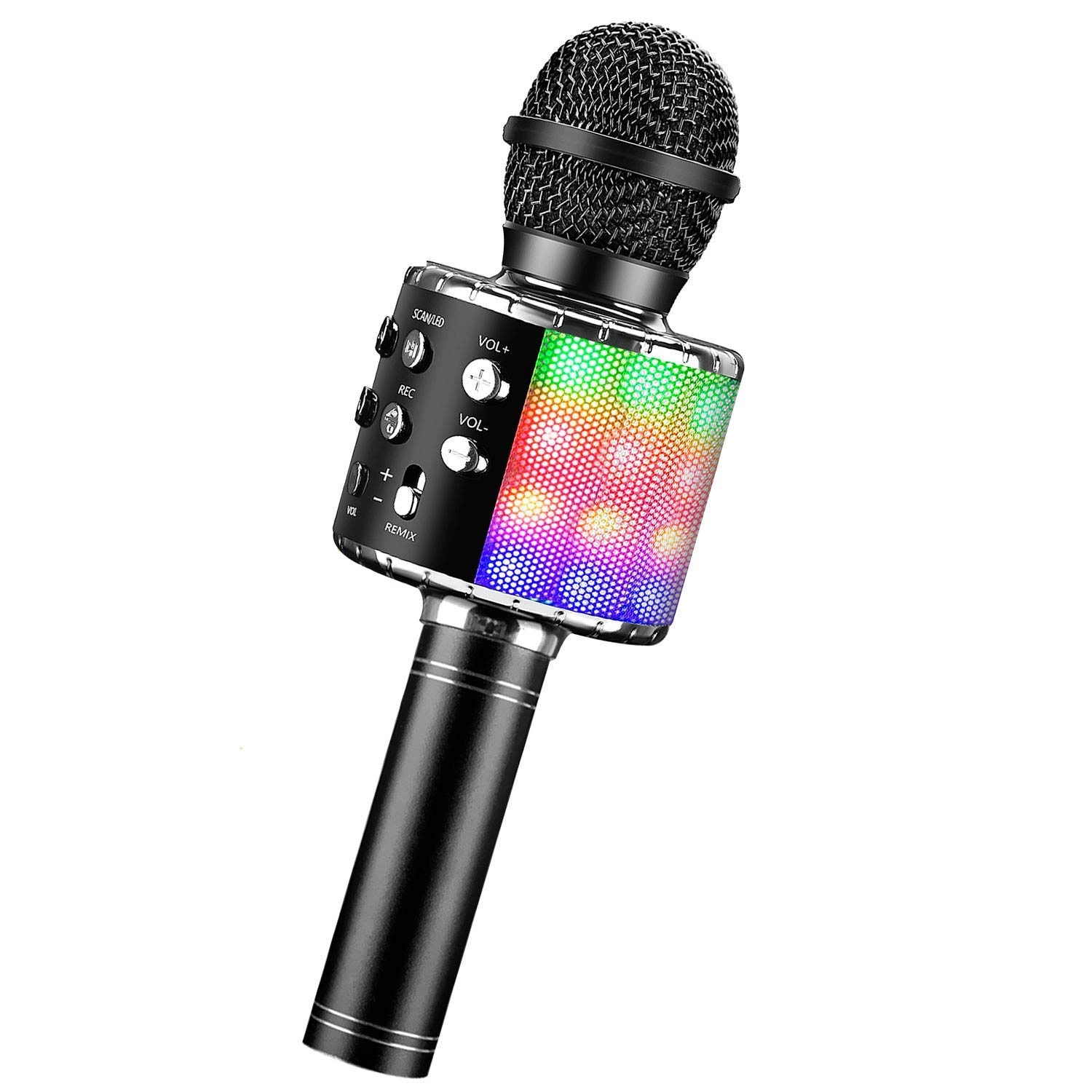 ShinePick Karaoke Kids Microphone - 5 in 1 Wireless Bluetooth Black