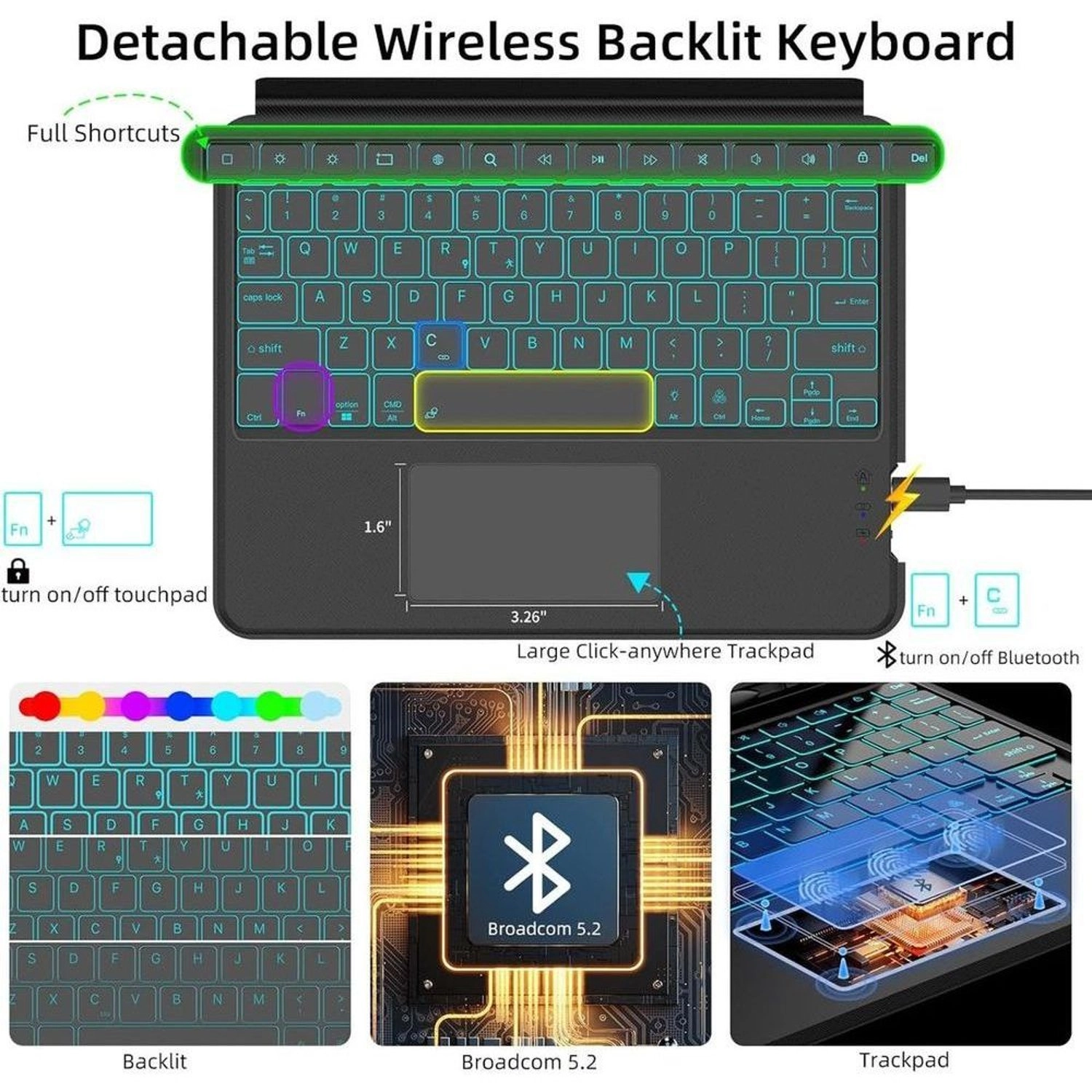 Keyboard Case with Trackpad for Samsung Galaxy Tab 12.4-inch