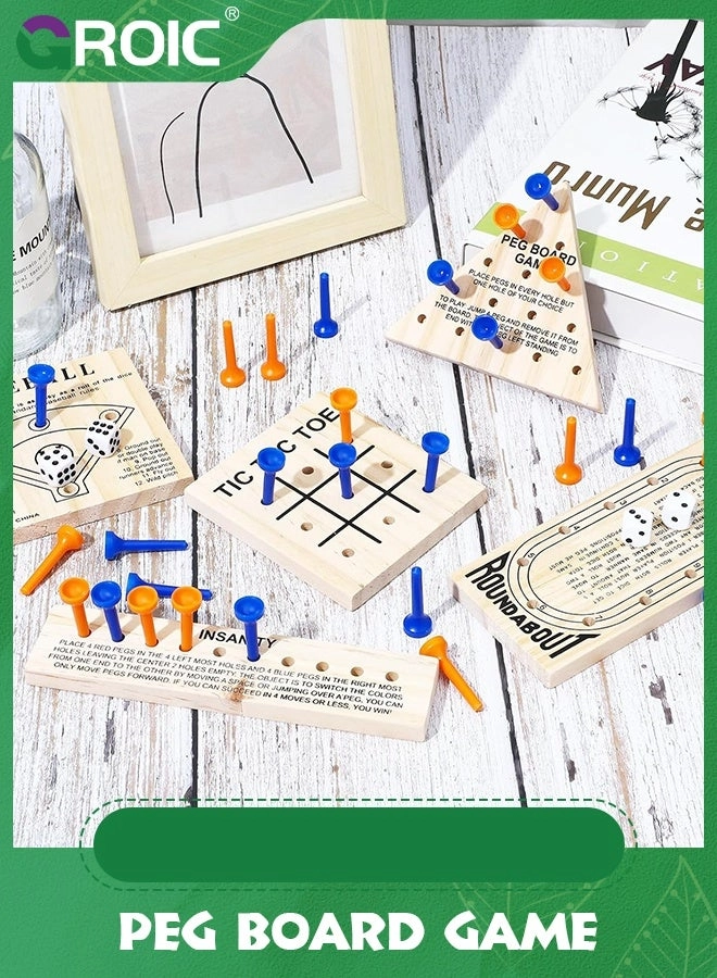 Wooden Peg Board Game - Teens and Adults 5 pieces