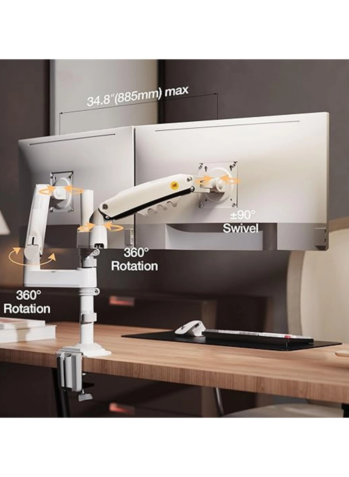 Dual Monitor Arm - 27 in 100x100mm