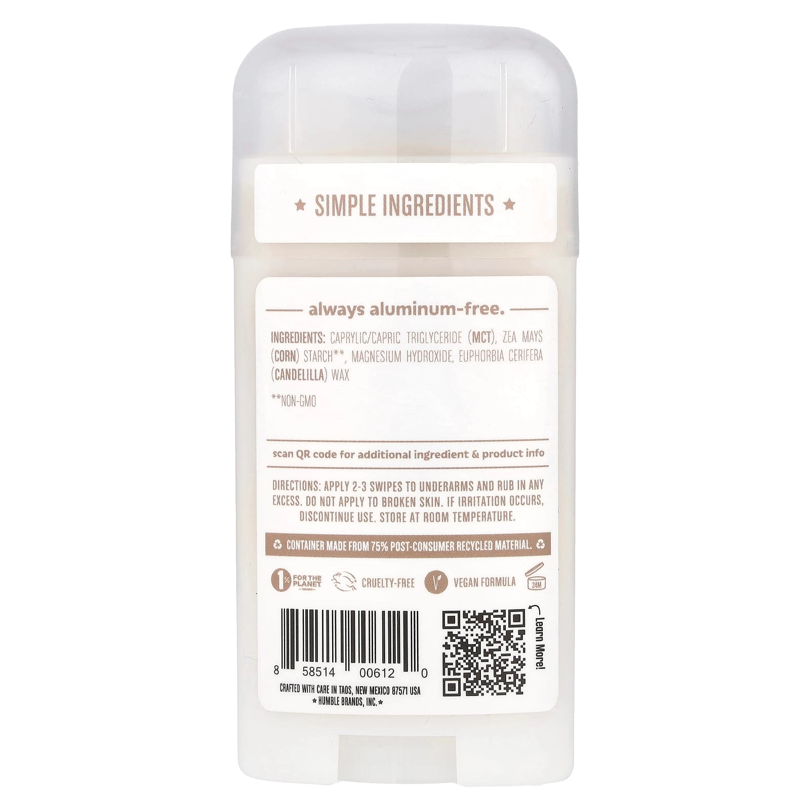 Aluminum-Free Deodorant - Simply Unscented 2.5 oz (70 g)