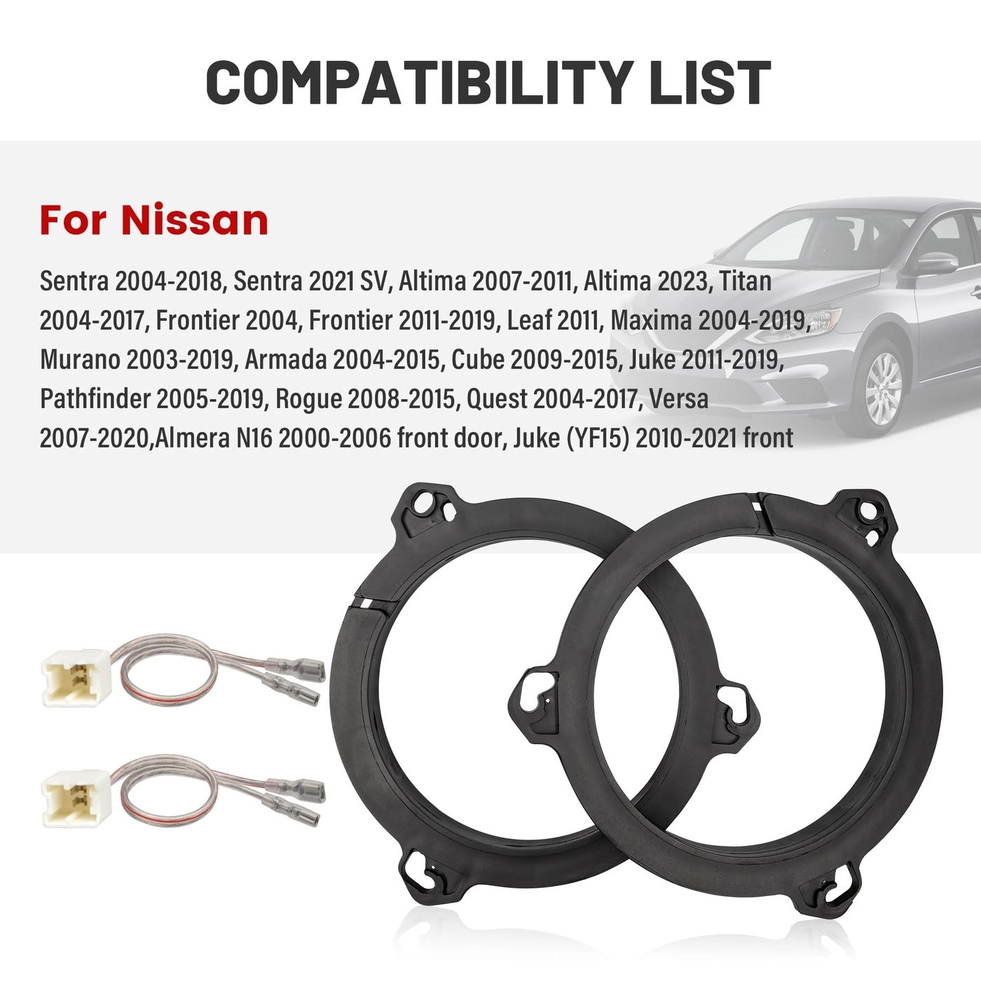 Speaker Adapter Spacers - 6.5 inch + Speaker Wire Harness