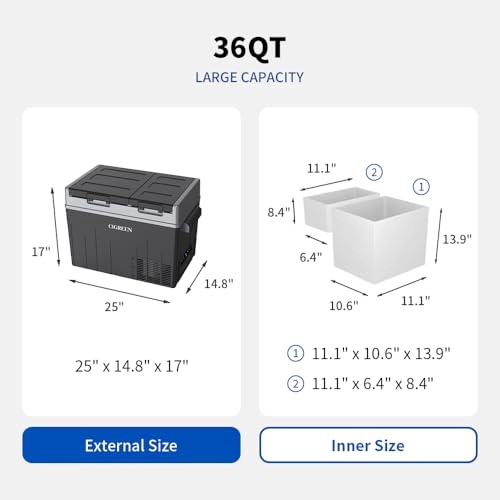 RV Car Refrigerator - 38 Quart Dual Zone