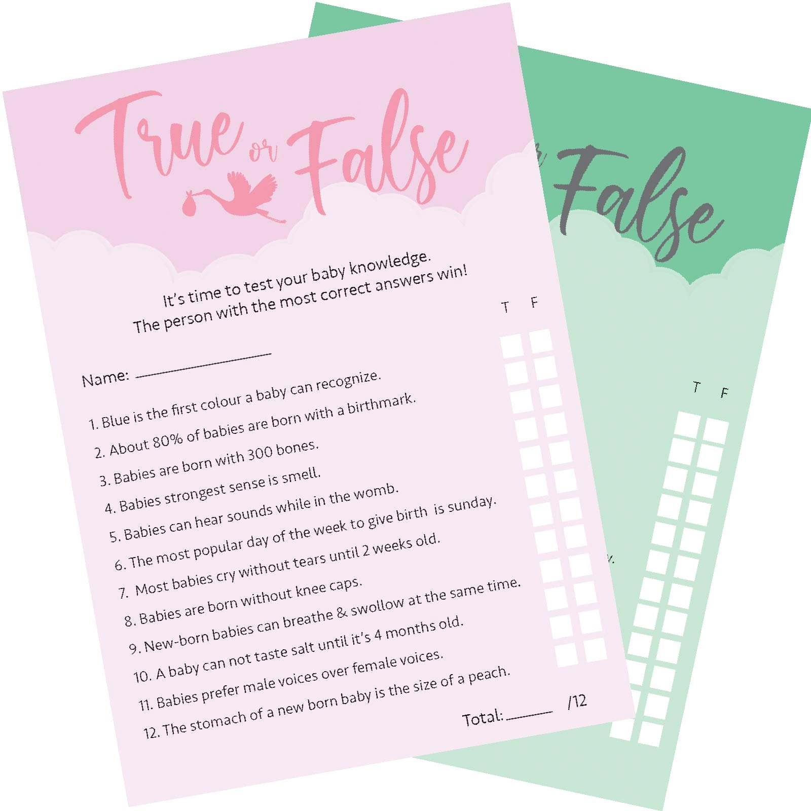 True Or False Baby Shower Games - Baby 12