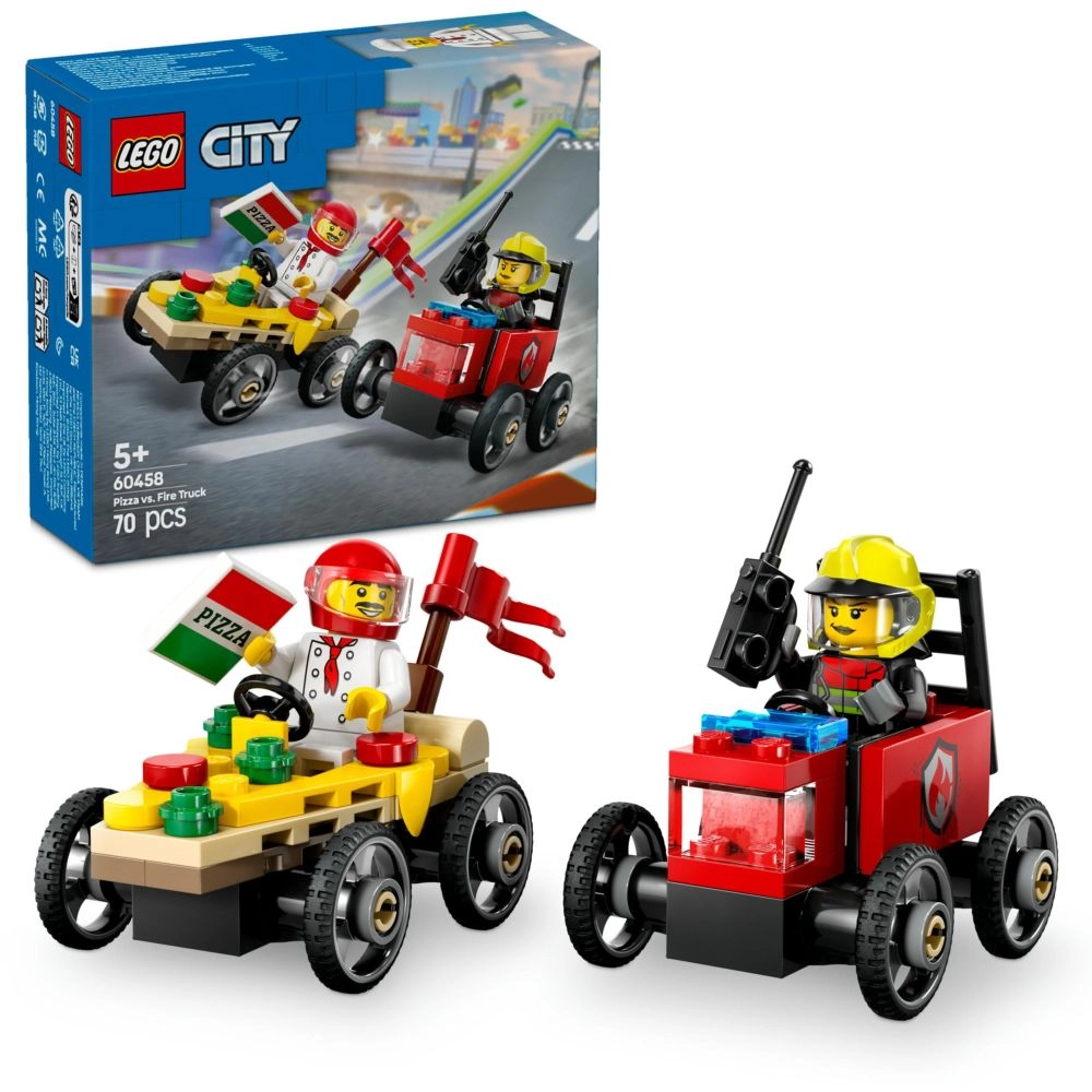 LEGO City Pizza vs. Fire Truck Race Car Pack (60458) - Vehicle