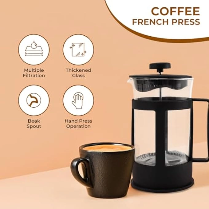 French Press - HighHeat Borosilicate Glass 304 Stainless Steel Filter 600Ml20Oz