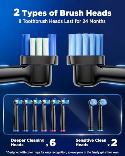 Y05U - 8 Toothbrush Heads 90 Days Battery Life 5 Brushing Modes
