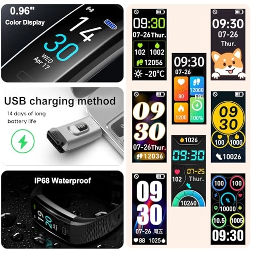 Fitness Tracker - Heart Rate Blood Pressure IP68