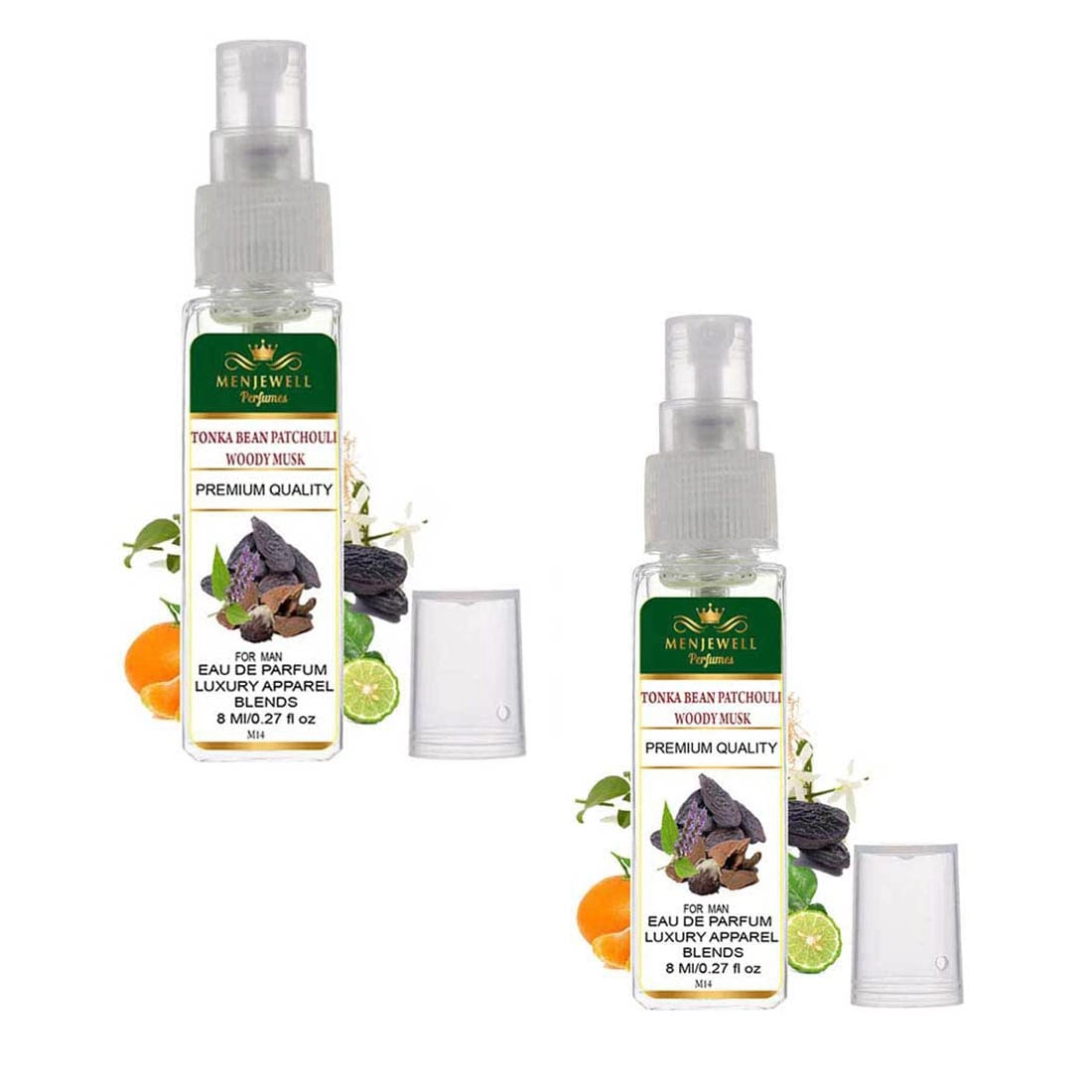 Menjewell Tonka Bean Patchouli Woody Musk - 16ml Eau de Parfum Pack