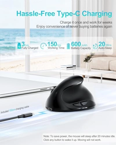 Wireless Ergonomic Mouse - Wireless 2.4GHz USB